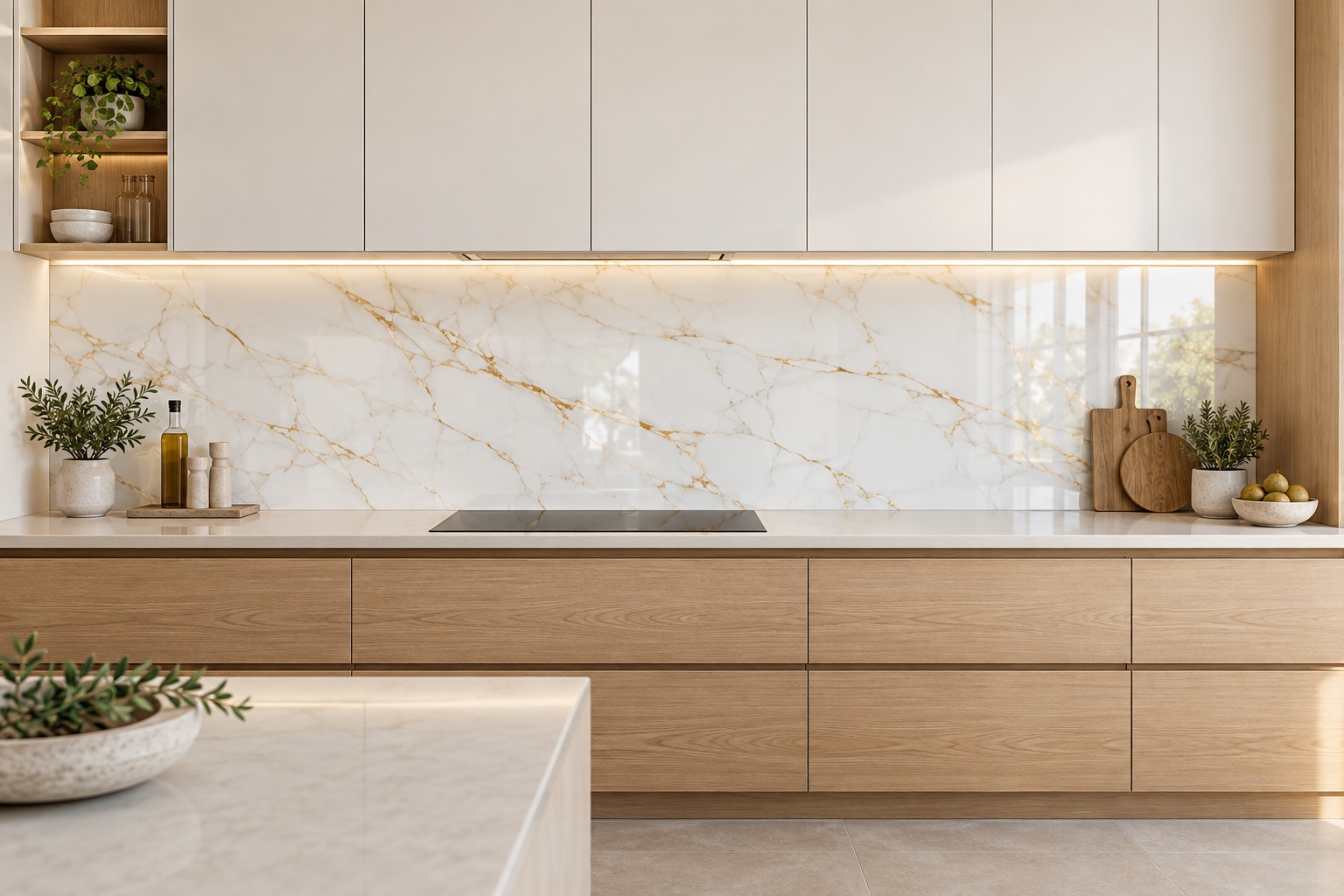 Marble kitchen backsplash